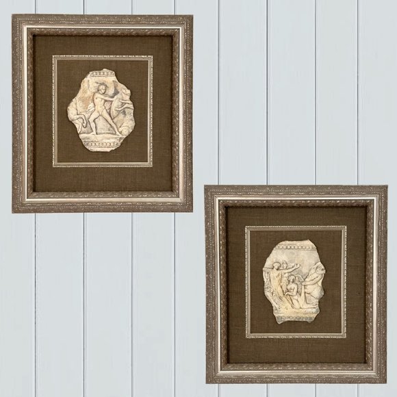 Framed Bas Reliefs - Greek Warrior or Greek Goddess - Picture 1 of 7